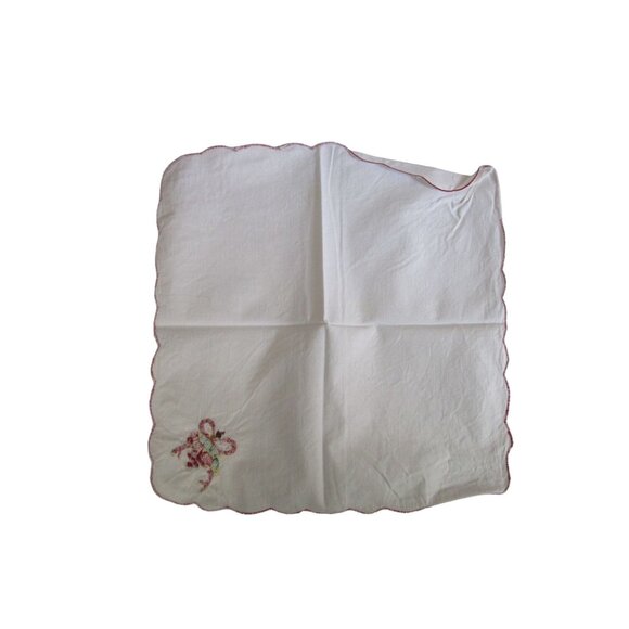 Vintage Embroidered Cotton Holiday Napkins Seven Festive Fruit Bow Design GUC - Picture 10 of 16